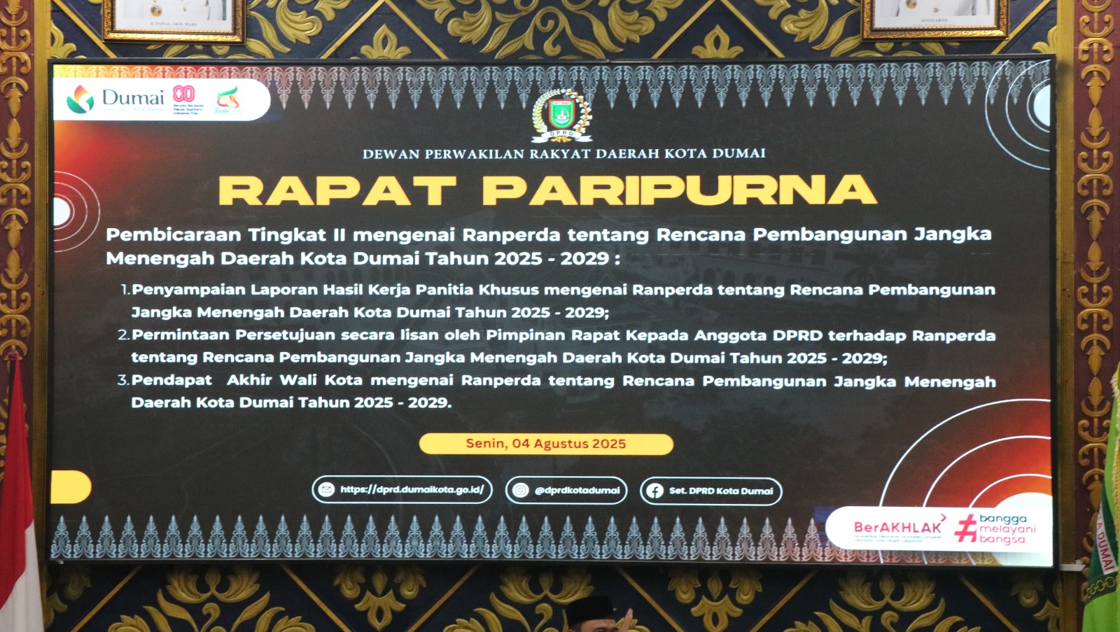Rapat Paripurna Ranperda tentang RPJMD Kota Dumai tahun 2025 - 2029